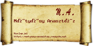 Mátyásy Anasztáz névjegykártya